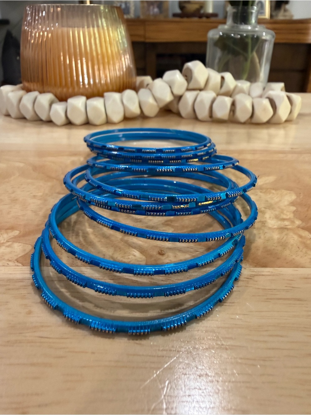 Blue Women's Stackable Metal Bangles by